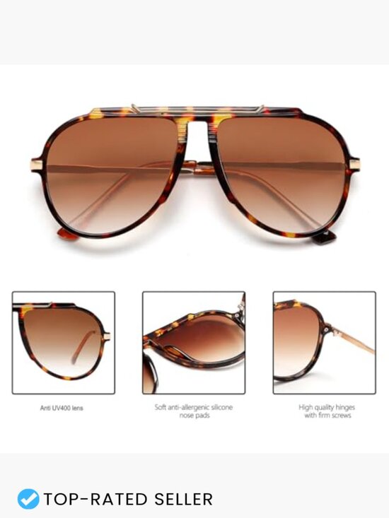 Oversized Retro Aviator Sunglasses Gold Metal Frame UV400 Protection main image 4
